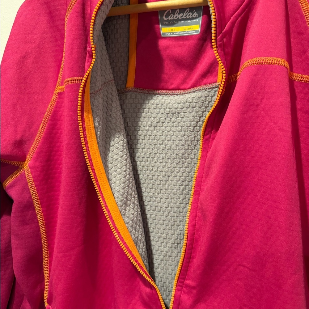 Cabela's Fleece Lined Jacket Pink Mock Neck Full Zip Womens Size Large L - Picture 4 of 7